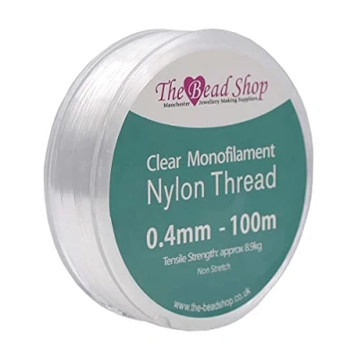 Immagine di filo monofilamento di nylon trasparente da 0,4 mm, per cucire trasparente, decorazione appesa, non elastico, resistenza alla trazione approssimativa 8,9 kg (0,4 mm 100 m)