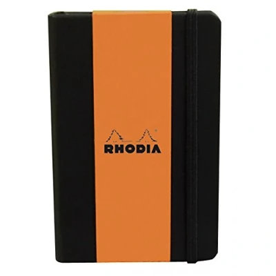 Immagine di RHODIA 118609C Taccuino Rigido Webnotebook nero A5 a righe 192 pagine Carta Clairefontaine Avorio 90 g/m Segna pagina, Chiusura con elastico Copertina Simil Cuoio