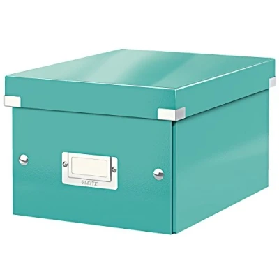 Immagine di Leitz Click &amp; Store WOW Scatola Archivio Piccola, per Riporre e Trasportare Documenti A5 Oggetti di Piccole Dimensioni, Adatta a Casa Ufficio, Blu Ice, 60430051