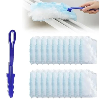 Immagine di ADKOT Set di Piumini Cattura Polvere, 20 Pezzi Ricariche per Spolverino con 1 Manici telescopici, Spolverino, Manuale in Microfibra Casa, Ufficio