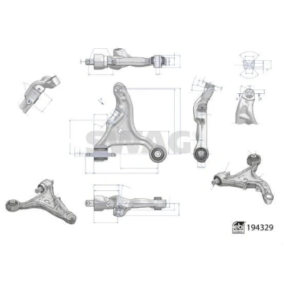 Immagine di SWAG 33 11 1583 Braccio oscillante, Sospensione ruota con cuscinetti Assale anteriore, Sx trasversale oscillante Alluminio VOLVO: V70 2, S60 I