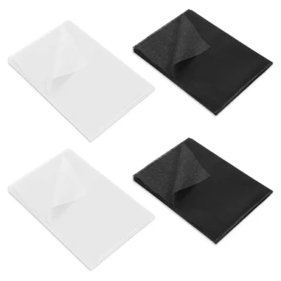 Immagine di 4PCS Stoffa Adesiva,Fliselina Termoadesiva per Tessuti,Tessuto Adesivo Riparazione Unico Pieghe&amp;Cucito,Termoindurente Borse Abbigliamento Rinforzato,Colletti,Tasche,1m*1m