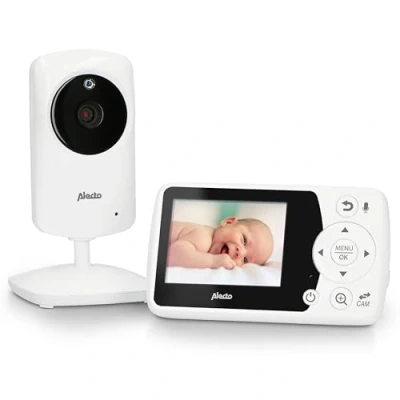 Immagine di Alecto DVM 64 videocamera radio baby monitor (100% senza interferenze e private) con orientabile, visione notturna, funzione interfono, portata elevata, colore: Bianco
