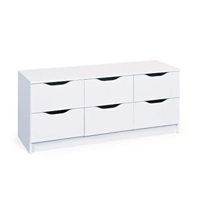 Immagine di Inter Link Cassettone 6 Cassetti Credenza Buffet Melamina Bianco con maniglie incassate Westphalen