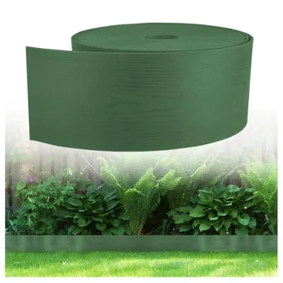 Immagine di GARDENIX WoodBorder Bordo flessibile effetto legno, in plastica, lunghezza 10 m, altezza 13 cm, colore verde