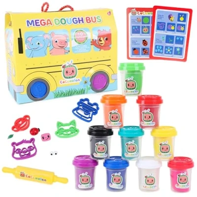 Immagine di Toyland® Cocomelon Mega Dough Bus Set Crea, Modella e mescola! Include 10 pentole di Pasta Giocattoli Cocolon