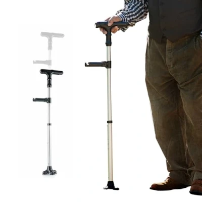 Immagine di Avilia Bastone Estensibile Multifunzionale da Passeggio con Luce LED, Allarme Acustico e Pinze Raccogli Oggetti, Regolabile 80 a 93cm, Base Antiscivolo, in Alluminio