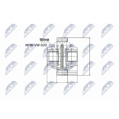 Immagine di NTY NPW VW 020 Kit Giunto Omocinetico sul lato del cambio VOLKSWAGEN: Sharan I, FORD: Galaxy Mk1 MPV, Mk2 SEAT: Alhambra I