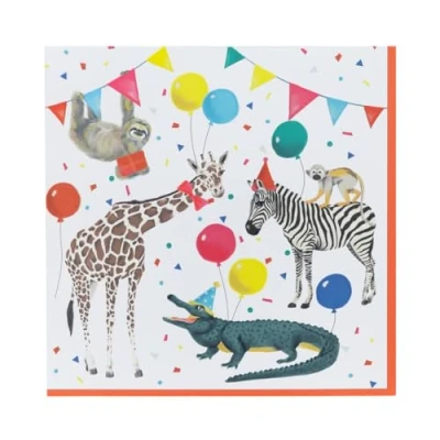 Immagine di Talking Tables 20 tovaglioli di carta a tema safari per ragazze e ragazzi, compleanno o baby shower, feste bambini, picnic, usa getta, riciclati ecologici, 33 cm
