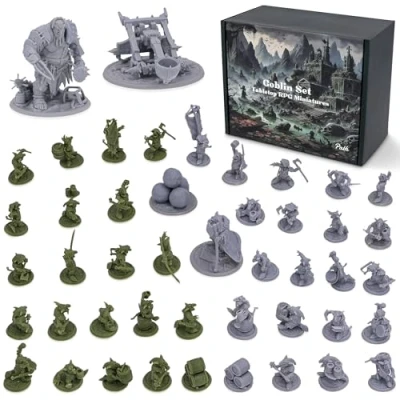 Immagine di Path Gaming Fantasy Goblins Set per DND Miniature Figure RPG 28mm D&amp;D Miniatures Dungeons and Dragons mini Bulk non verniciato Monster da tavolo