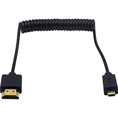 Immagine di Duttek cavo micro HDMI a HDMI, spirale da estremamente sottile, flessibile, maschio maschio, per 1080P, 4K, Ultra HD, 3D, Ethernet (1,2 m)