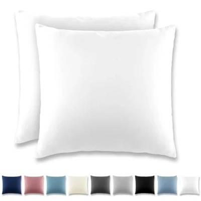 Immagine di REDKEY Coppia di Federe 80 x cm, Set 2 Tessuti per Cuscino Letto, con Cerniera Nascosta, 100% Microfibra è morbida e traspirante， Bianco