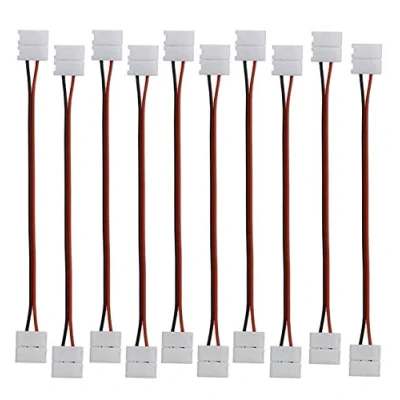 Immagine di LitaElek 10pcs 2 poli cavo di collegamento pin Connettore Striscia LED prolunga jumper per 10mm larghezza SMD 5050 5630 monochrom Strip monocolore Nastro LED, Lungo 17cm