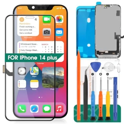 Immagine di SRJTEK per iPhone 14 Plus Display LCD Sostituzione dello Schermo Digitizer Montaggio A2886 A2632 A2885 A2896 A2887 Kit di Riparazione (Nero)