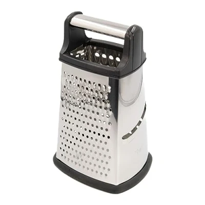 Immagine di Intirilife grattugia in acciaio inossidabile con base antiscivolo 22.5 cm Affettatrice, per formaggio zester 4 superfici di grattugia, ideale grattugiarele verdure, le patate ecc