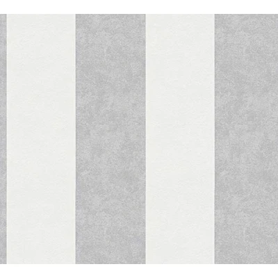 Immagine di A.S. Création Carta da parati in tessuto non a righe grigio, crema e bianco per diverse stanze 10,05 m x 0,53