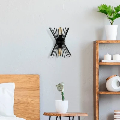 Immagine di Sole lampada da parete 2 lampade Solaris 23 x 16 33 cm in metallo nero Menzzo
