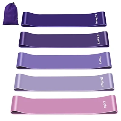 Immagine di Elastici Fitness (Set di 5), Bande Resistenza con 5 Livelli Resistenza, Fasce Elastiche per Crossfit, Yoga, Pilates, Squats, Lunges, Stretching, Allenamento Forza