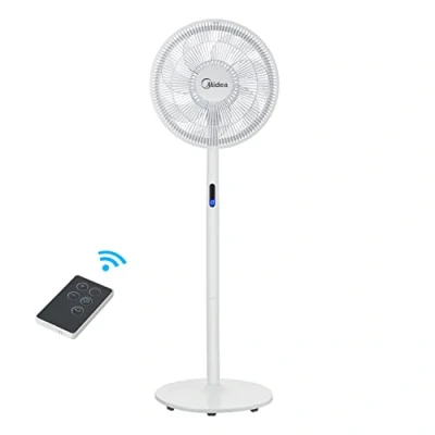 Immagine di Midea ventilatore a piantana S8, silenzioso con telecomando, 7 pale rotore, turbo, timer da 8 ore, velocità, funzione oscillazione 85, 38 dB, silenzioso, bianco
