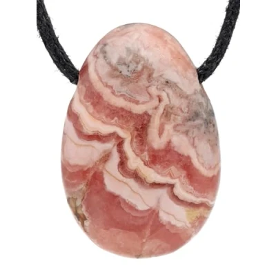 Immagine di Lebensquelle Plus Ciondolo a goccia in Rodocrosite Pietra perforata con nastro di cotone pietre preziose alta qualità, semipreziosa,