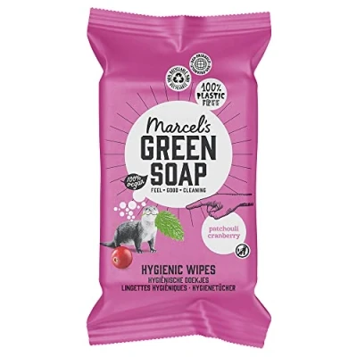 Immagine di Marcel&#039;s Green Soap Salviette igieniche umide, 1 x 60 pezzi, patchouli e mirtillo a base di piante, ecologiche