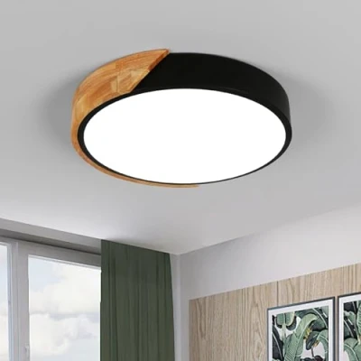 Immagine di Riserva 24W Plafoniera LED da Soffitto, Bianco Freddo 6500K Legno, Ø30CM Rotondo Lampada Soffitto per Cucina Camera letto Sala Soggiorno Corridoio Ufficio Cantina