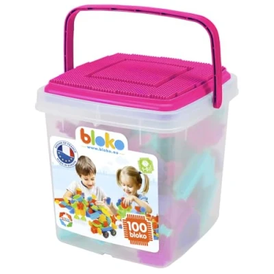 Immagine di BLOKO Barile da 100 1 piatto gioco (rosa) A partire 12 mesi Made in Europe Giocattoli costruzione prima età 503584