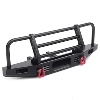 Immagine di INJORA RC Paraurti Metallo Front Bumper con Traino Gancio per 1:10 Crawler Traxxas TRX4 Defender Axial SCX10 II 90046 90047 (Nero)