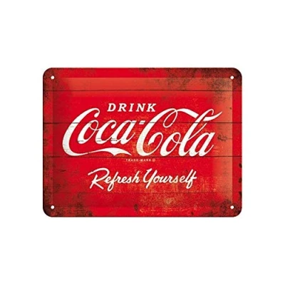 Immagine di Nostalgic Art 26173 Targa di metallo 15 x 20 cm Coca Cola Logo Red Refresh Yourself