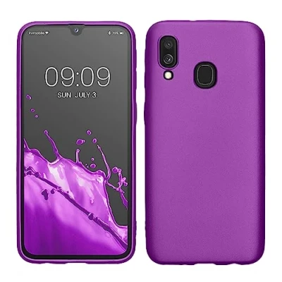 Immagine di kwmobile Custodia Compatibile con Samsung Galaxy A40 Cover Back Case Morbida Protezione in Silicone TPU Effetto metallizzato viola