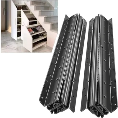Immagine di Aolisheng, guide per cassetti pesanti 600 1450mm, estrazione totale montaggio inferiore, capacità di carico 120kg, sotto le scale, guida cassetto con cuscinetti a sfera, 1 paio