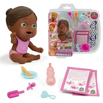Immagine di CICCIOBELLO, Amicicci, Baby con set da pranzo e accessori, vari modelli disponibili per ragazze o ragazzi, giocattolo bambini dai 3 anni, CC022, modello casuale, multicolore assortito, 1 unità