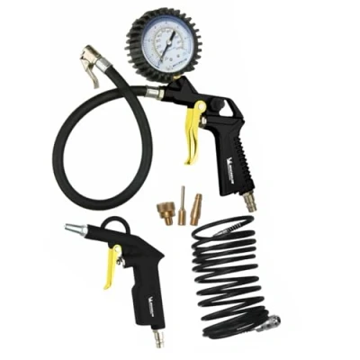 Immagine di MICHELIN Kit aria compressa 3 pezzi (Include pistola di gonfiaggio con manometro, tubo flessibile a spirale da 5 m, soffiaggio corta) Pressione massima : 8 bar