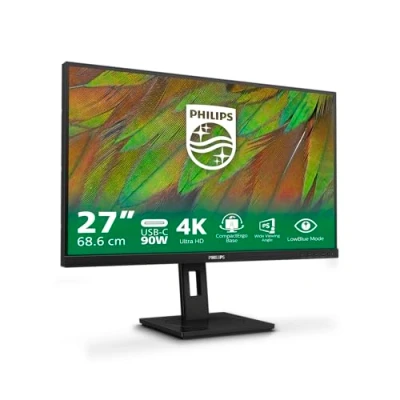 Immagine di Philips 27B1U3900 Monitor Ultra HD da 27 pollici, altezza regolabile, altoparlanti, Adaptive Sync (3840x2160, 60 Hz, 2x HDMI 2.0, 1x DisplayPort 1.4, USB C (90 W PD), RJ45, Hub USB) nero