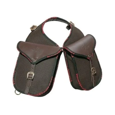 Immagine di PIONEER Borse da Sella per Cavalli in Cuoio e Tessuto Ideali Equitazione, Trekking Gite a Cavallo Design Anteriore Resistente Confortevole Nero