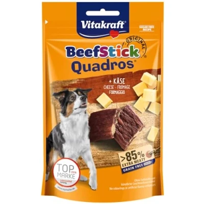 Immagine di Vitakraft Beef Stick Quadros, leccornie per Cani, con tanta Carne, Formaggio, premiare e coccolare, Senza l&#039;aggiunta di zuccheri Cereali (1x 70g)