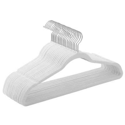 Immagine di SONGMICS Grucce Velluto 20 Pezzi, Appendiabiti Lunghe 41,5 cm, Salvaspazio, Capacità di Carico Elevata, Ganci Girevoli a 360, per Cappotti Camicie Completi, Bianco CRF026W20