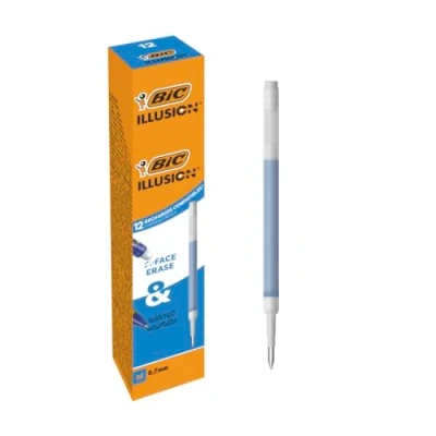 Immagine di BIC Illusion Ricariche compatibili con Pilot Frixion, penna cancellabile inchiostro termosensibile e gomma, colore: blu, confezione da 12