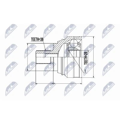 Immagine di NTY NPZ VW 040 Kit Giunto Omocinetico Cambio a doppia frizione 6 marce, Trasmissione automatica Assale anteriore Sx, Dx
