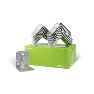 Immagine di Alberts 846688 Squadretta di giunzione angolare rinforzata con nervatura rinforzo zincata procedimento Sendzimir 105 x 90 mm Set da 20