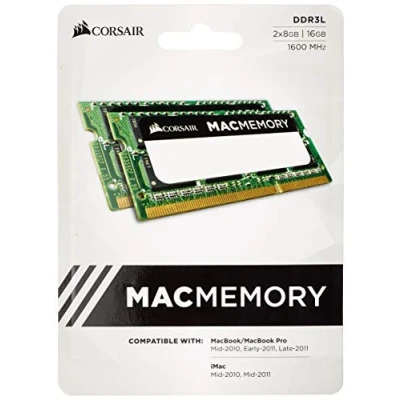 Immagine di Corsair Mac Memory SODIMM 16GB (2x8GB) DDR3L 1600MHz CL11 Memoria per Sistemi Mac, Qualificata Apple , Nero