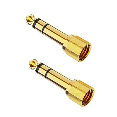 Immagine di Adattatore Jack Cuffie 6,35 mm maschio a 3.5mm Femmina, AUELEK Connettore Audio Stereo 6.3 3.5, per Altoparlante Amplificatore Mixer Chitarra 2 pezzi