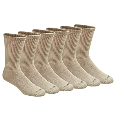 Immagine di Dickies Dri tech Calzini da uomo con controllo dell&#039;umidit Max Full Cushion Crew, Essential Worker Khaki (6 paia), Shoe Size: 5 9