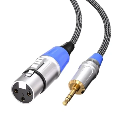 Immagine di Tisino cavo XLR jack 3.5 mm, da femmina a mini 3,5 mm per microfono Aux videocamere, fotocamere DSLR, dispositivo di registrazione computer e altro ancora 2M