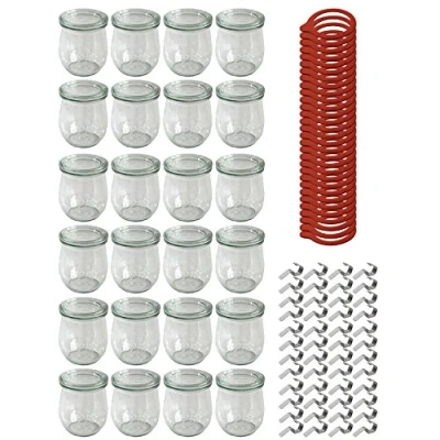 Immagine di Weck 10FL30000130FL10, set da 4 24 vasetti conserva disponibili in diverse misure e forme dal profilo circolare, Trasparente