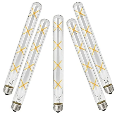 Immagine di ZYUJIA E27 T30 300mm Lampadine a Filamento vintage LED 8W(Equivalente una Lampadina Alogena da 70W) 700LM Bianco Caldo 2700K Non Dimmerabile Vetro Trasparente Retrò Tubero,5 Confezioni