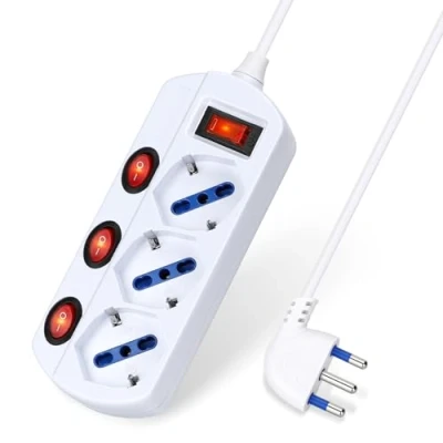 Immagine di Aigostar Multipresa Ciabatta Elettrica 3 Posti Con Interruttori Indipendenti, Presa 16A P40, 250V MAX.2300W Protezione Sovraccarico, Cavo 1,5m, Colore Bianco