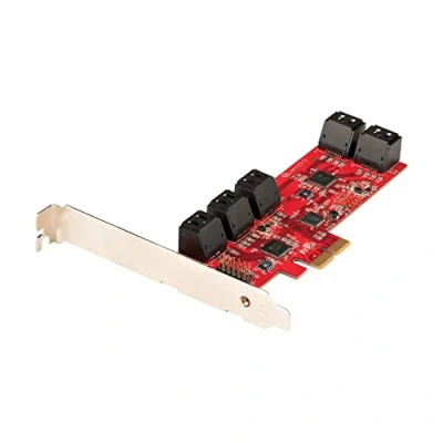 Immagine di StarTech.com Scheda PCIE SATA, di Espansione PCI Express SATA a 10 porte 6 Gbps, Staffa Profilo Basso/Alto, Connettori ASM1062 senza RAID (10P6G CARD)