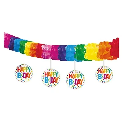 Immagine di Festone con ganci Happy Bday a pois 4 metri