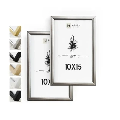 Immagine di Heimlich® 2x Cornice 10x15 cm in metallo argento champagne per documenti Grande Collage alluminio
